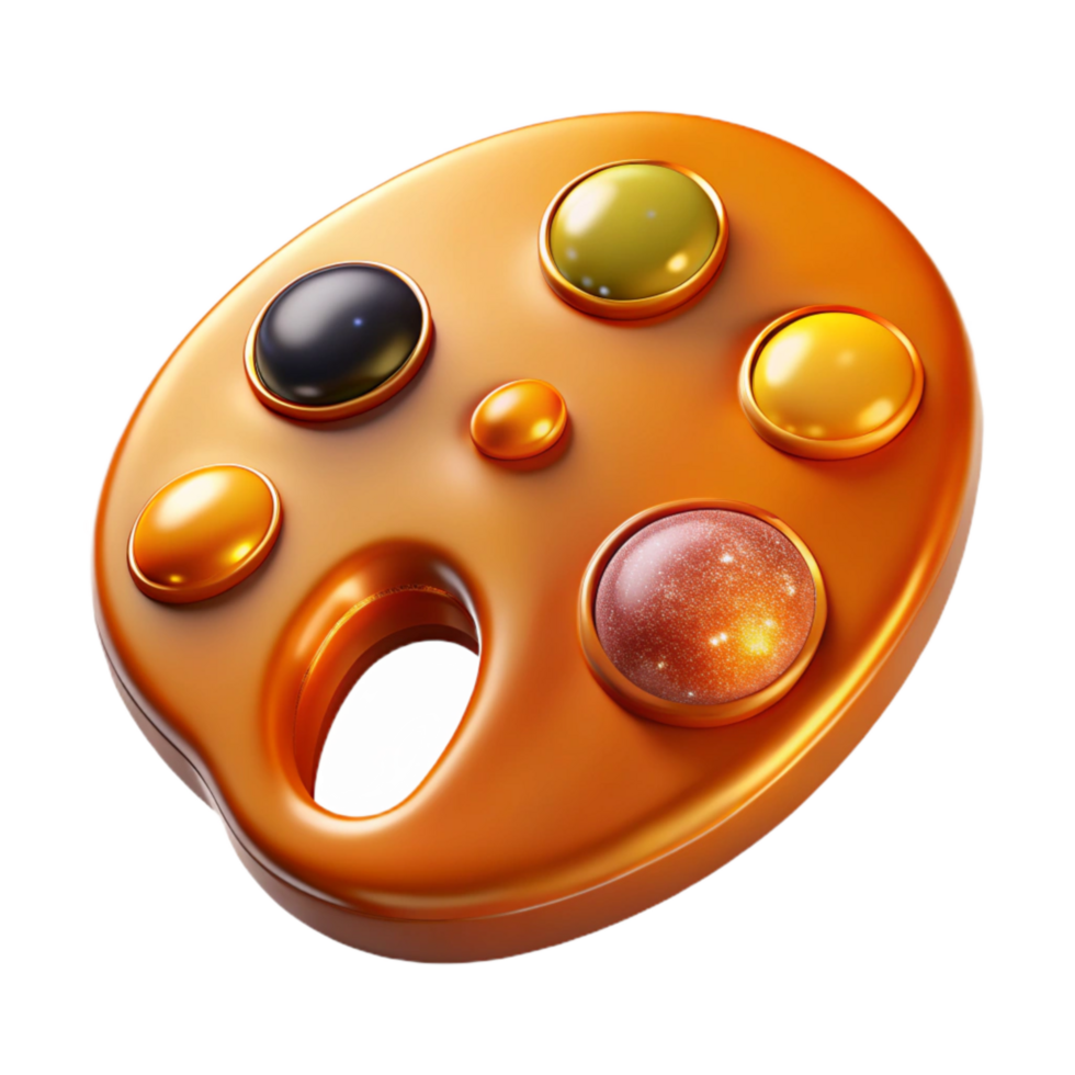 extraordinary rustic Orange Paint Palette with Colors Isolated on Transparent Background high quality png
