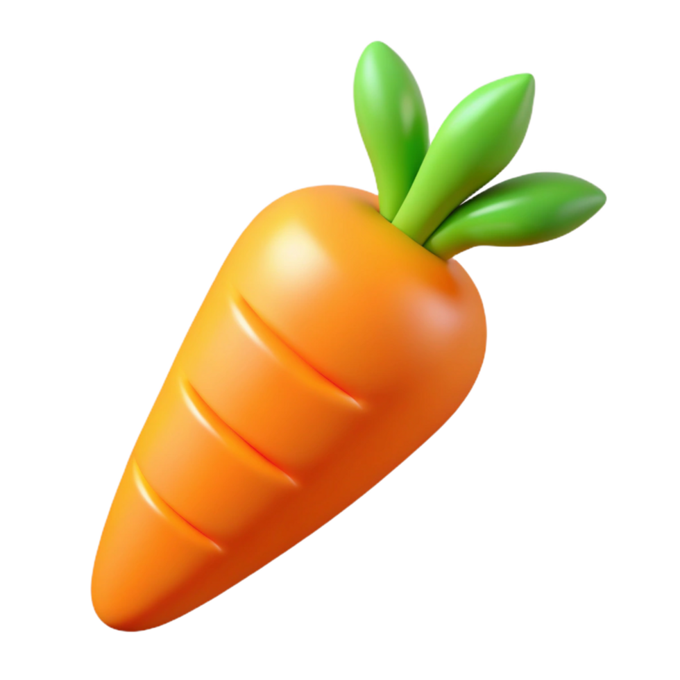elegant classic Orange carrot with green leafy top high resolution png