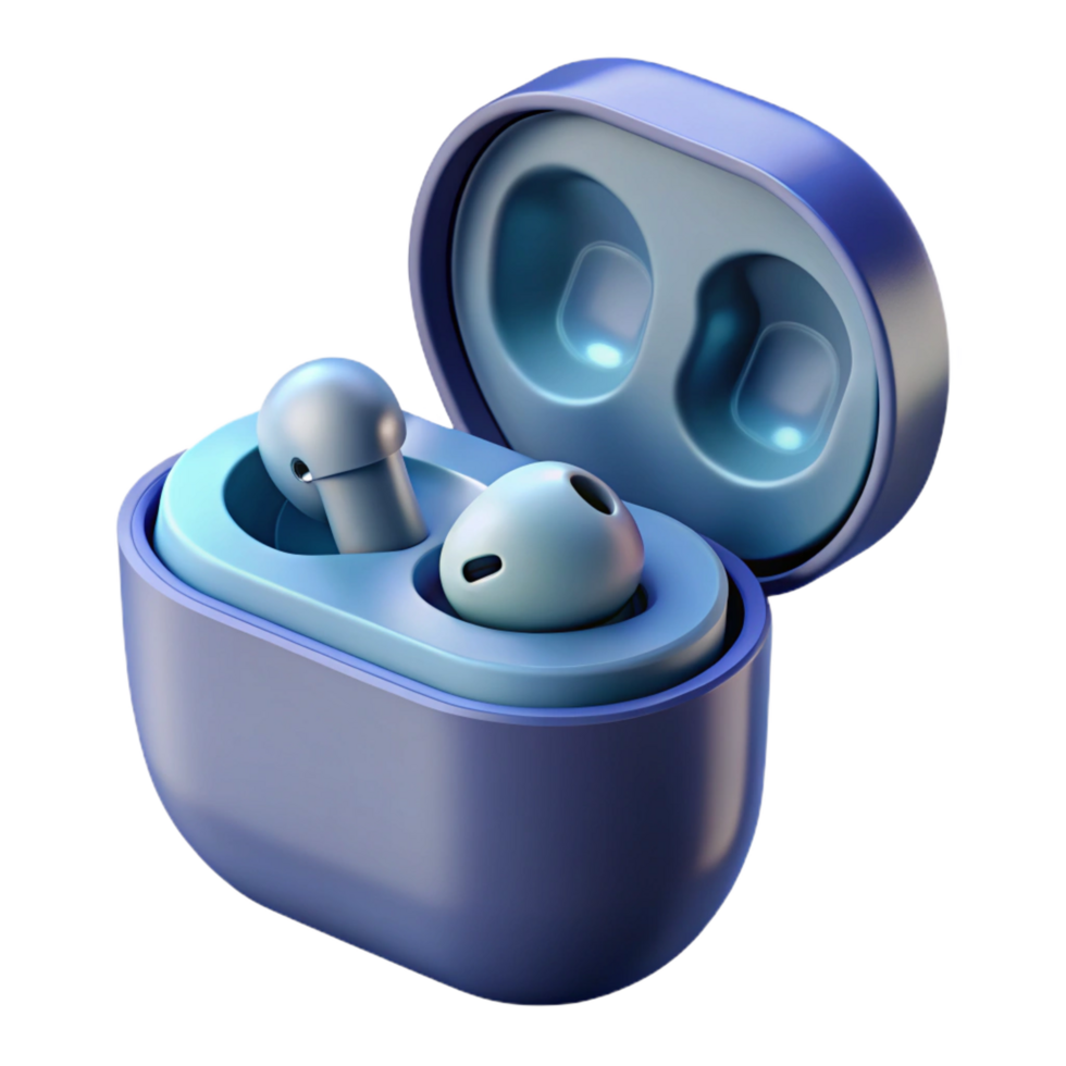 impressive minimalist Wireless earbuds with charging case open genuine png