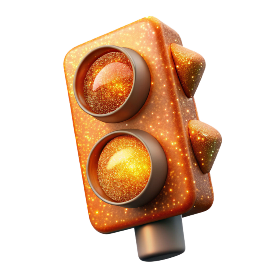 vibrant artistic Orange Traffic Light Stop Signal Illuminated Isolated exclusive png