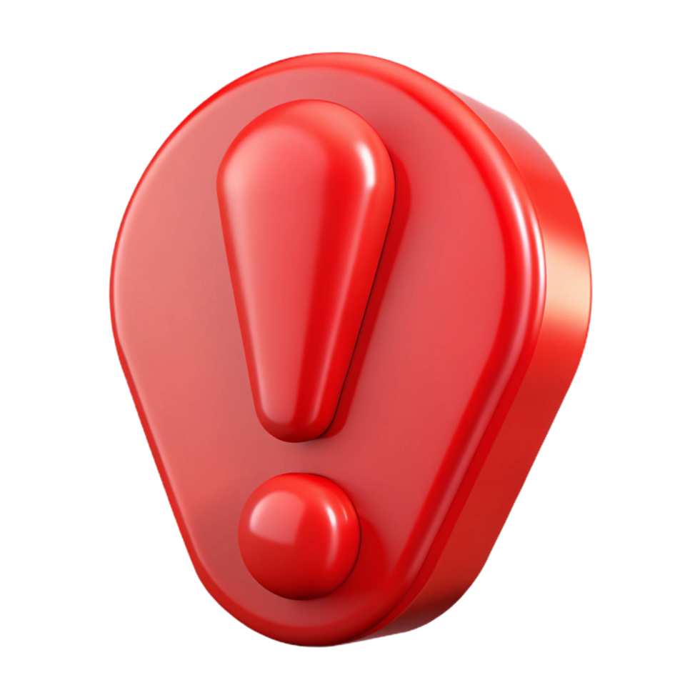 elegant artistic Exclamation point symbol, red, high resolution png