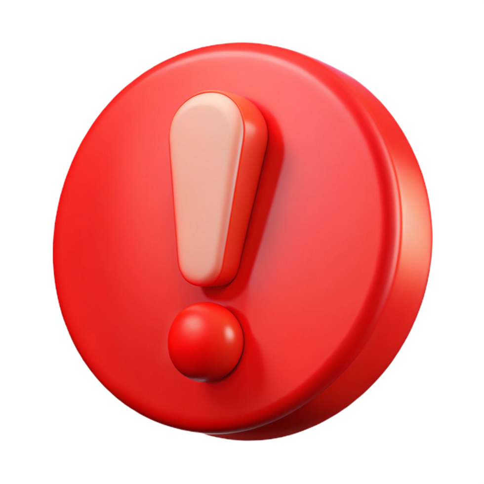 vibrant abstract Exclamation point symbol, red, detailed png