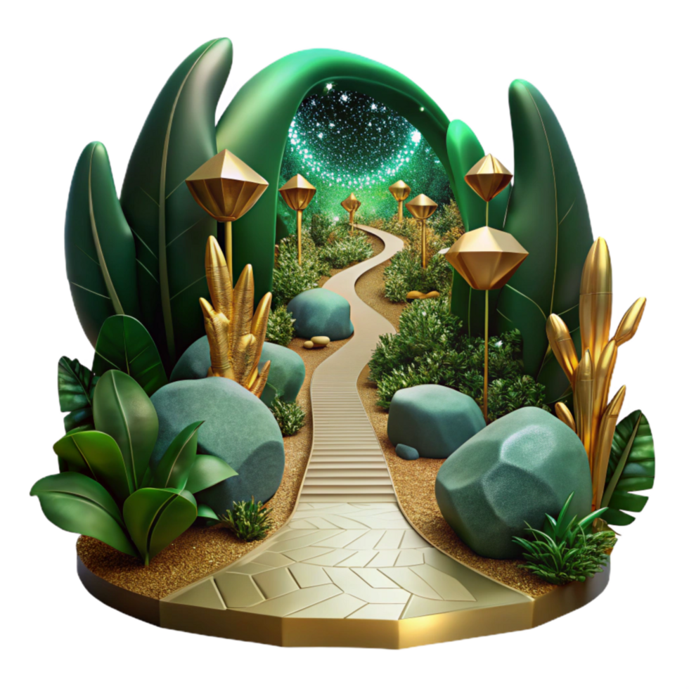 magnificent modern Overgrown Forest Path Cutout with Soft Green Hues high resolution png