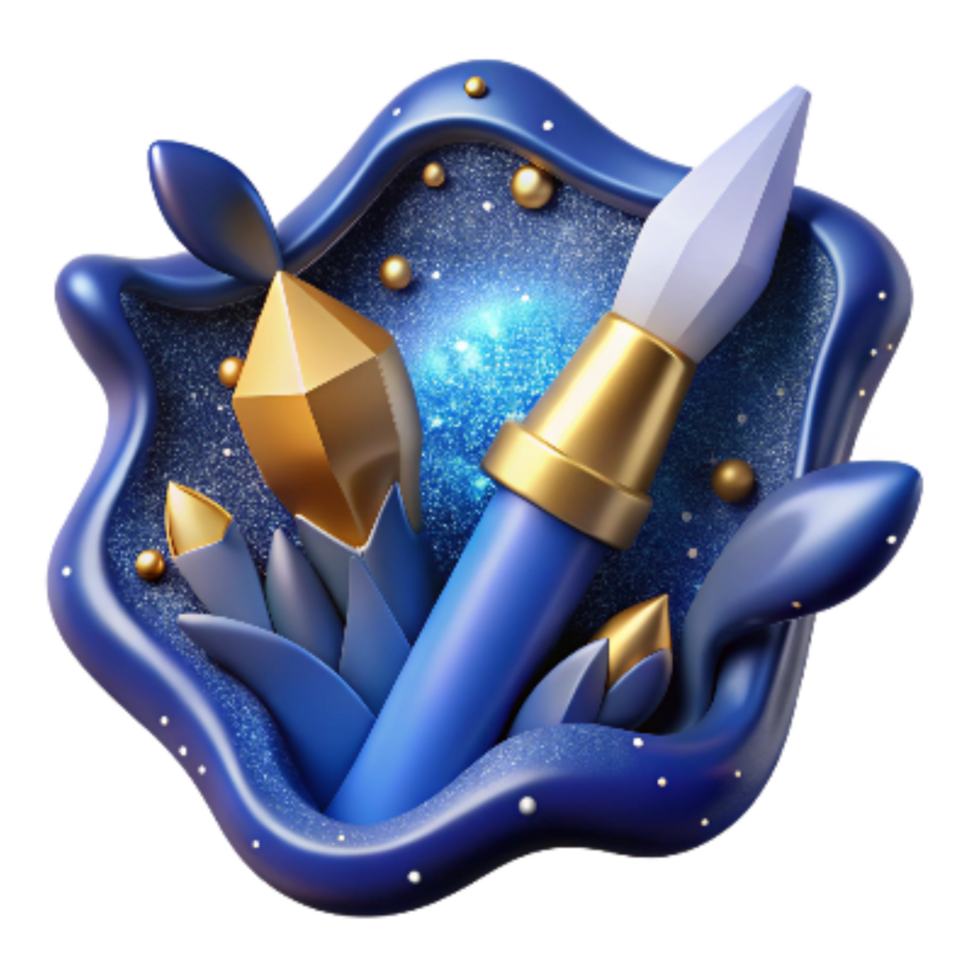 wonderful traditional Paintbrush with Blue Paint Cutout Element high resolution png