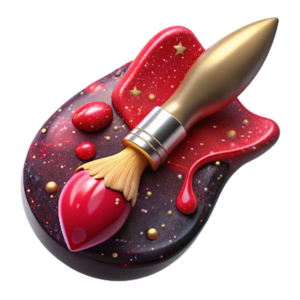 wonderful creative Paintbrush with Red Paint Cutout Element exclusive png