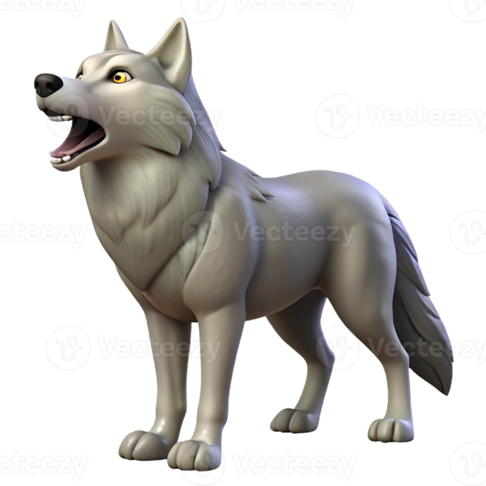 dramatic modern A howling gray wolf authentic png