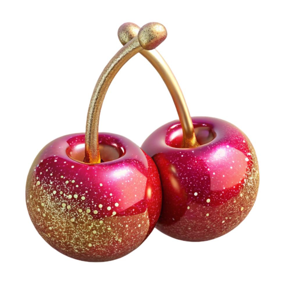 stunning classic Pair of Red Cherries Stem Up Cutout png