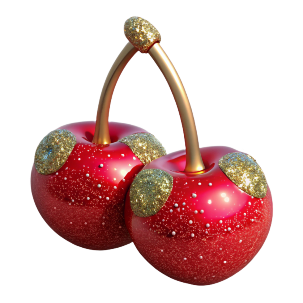serene creative Pair of Red Cherries Stem Up Cutout high quality png