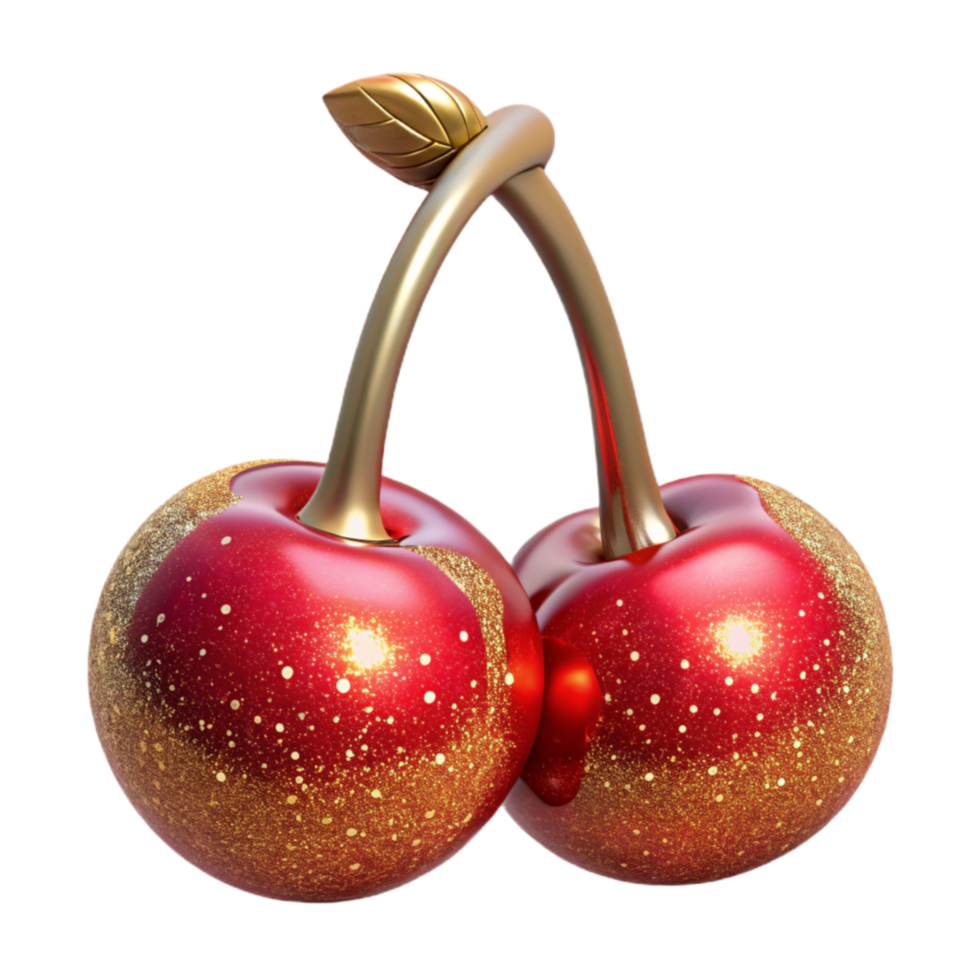 vibrant abstract Pair of Red Cherries Stem Up Cutout detailed png