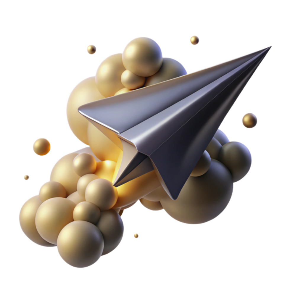 serene modern Paper Airplane Flying Through Clouds Transparent Background exclusive png
