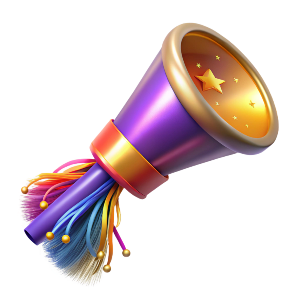 vibrant minimalist Party Blower with Colorful Fringe Isolated Element genuine png