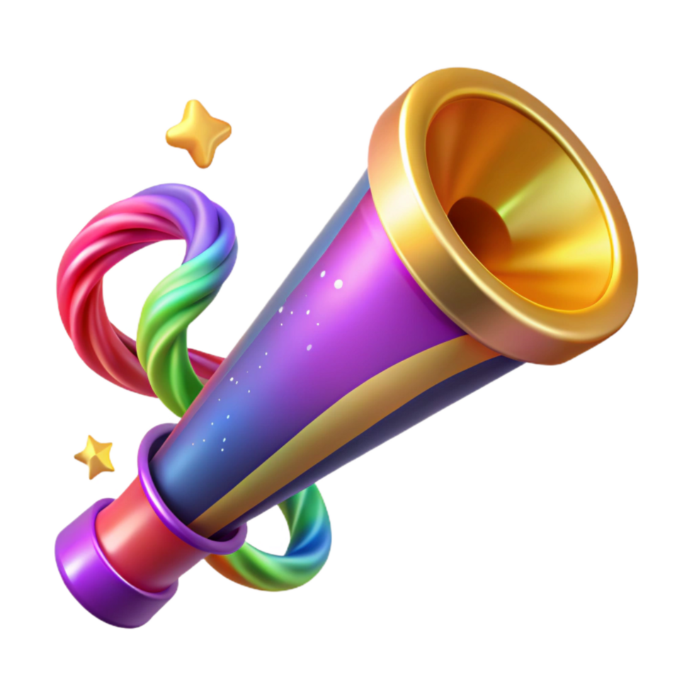 vibrant traditional Party Blower with Colorful Fringe Isolated Element high quality png