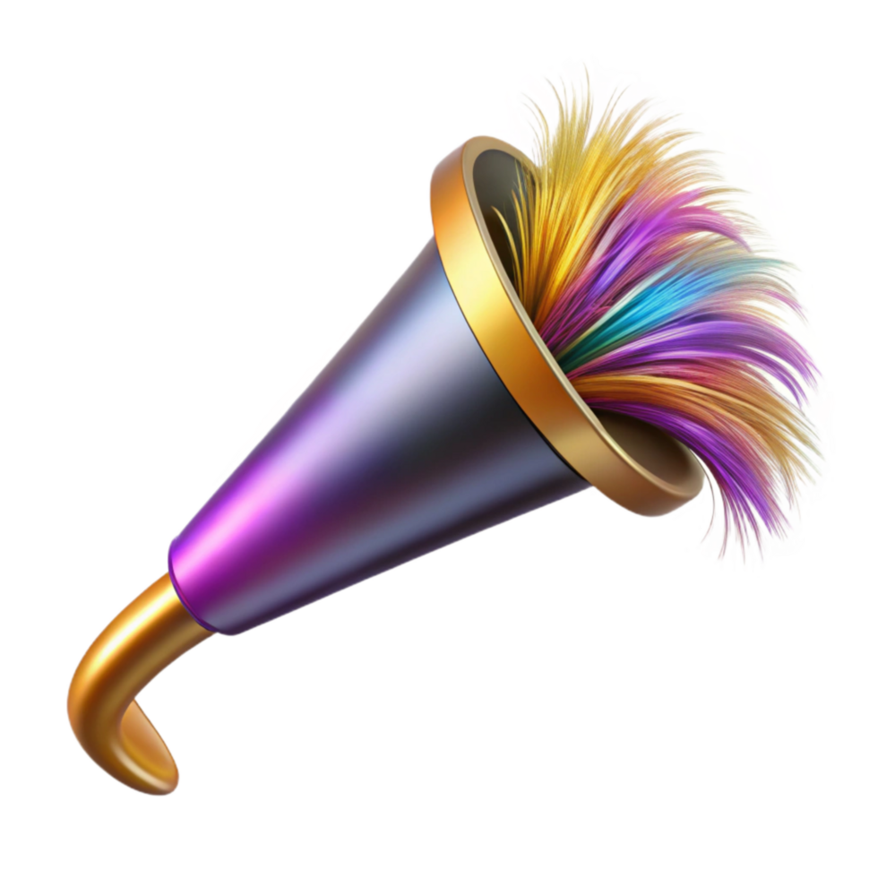 beautiful rustic Party Blower with Colorful Fringe Isolated Element detailed png