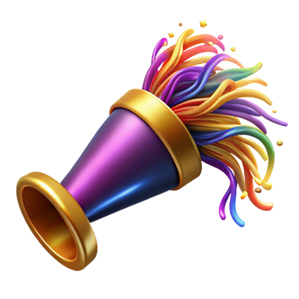extraordinary traditional Party Blower with Colorful Fringe Isolated Element professional png