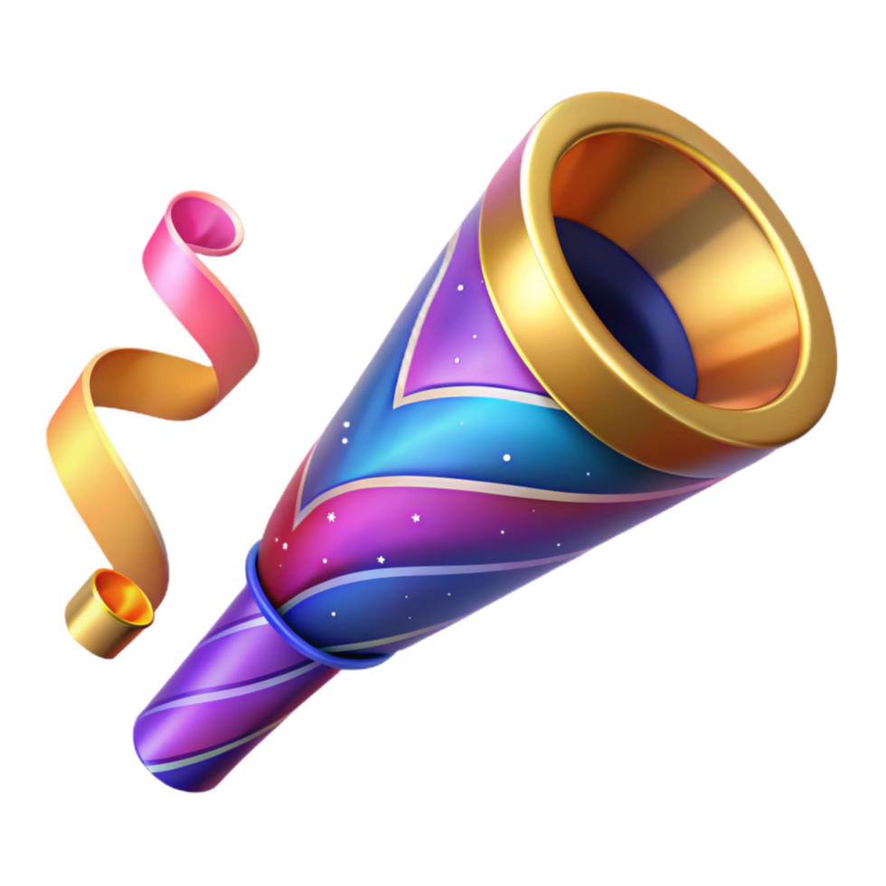 impressive modern Party Blower with Colorful Fringe Isolated Element high resolution png