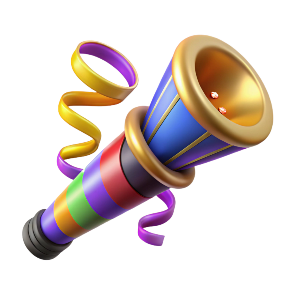 wonderful contemporary Party Blower with Colorful Fringe Isolated Element high quality png