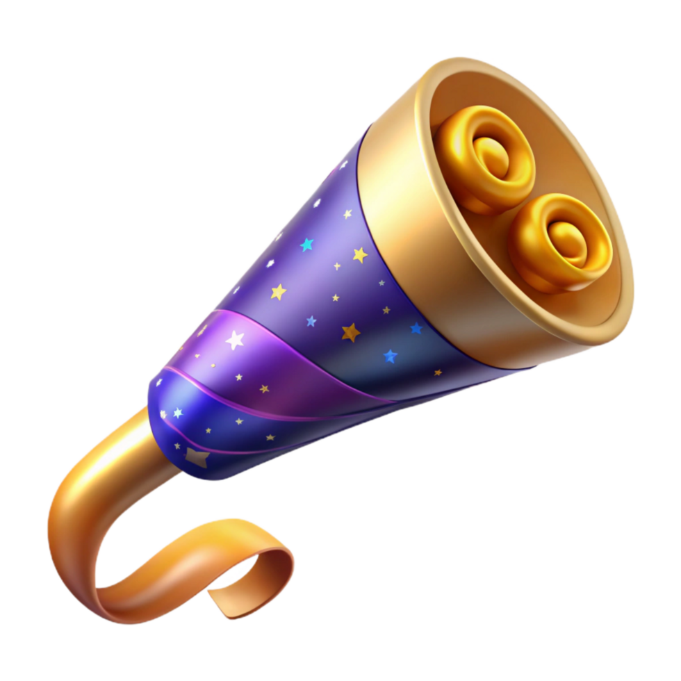 vibrant abstract Party Blower with Curling Ribbon Isolated png