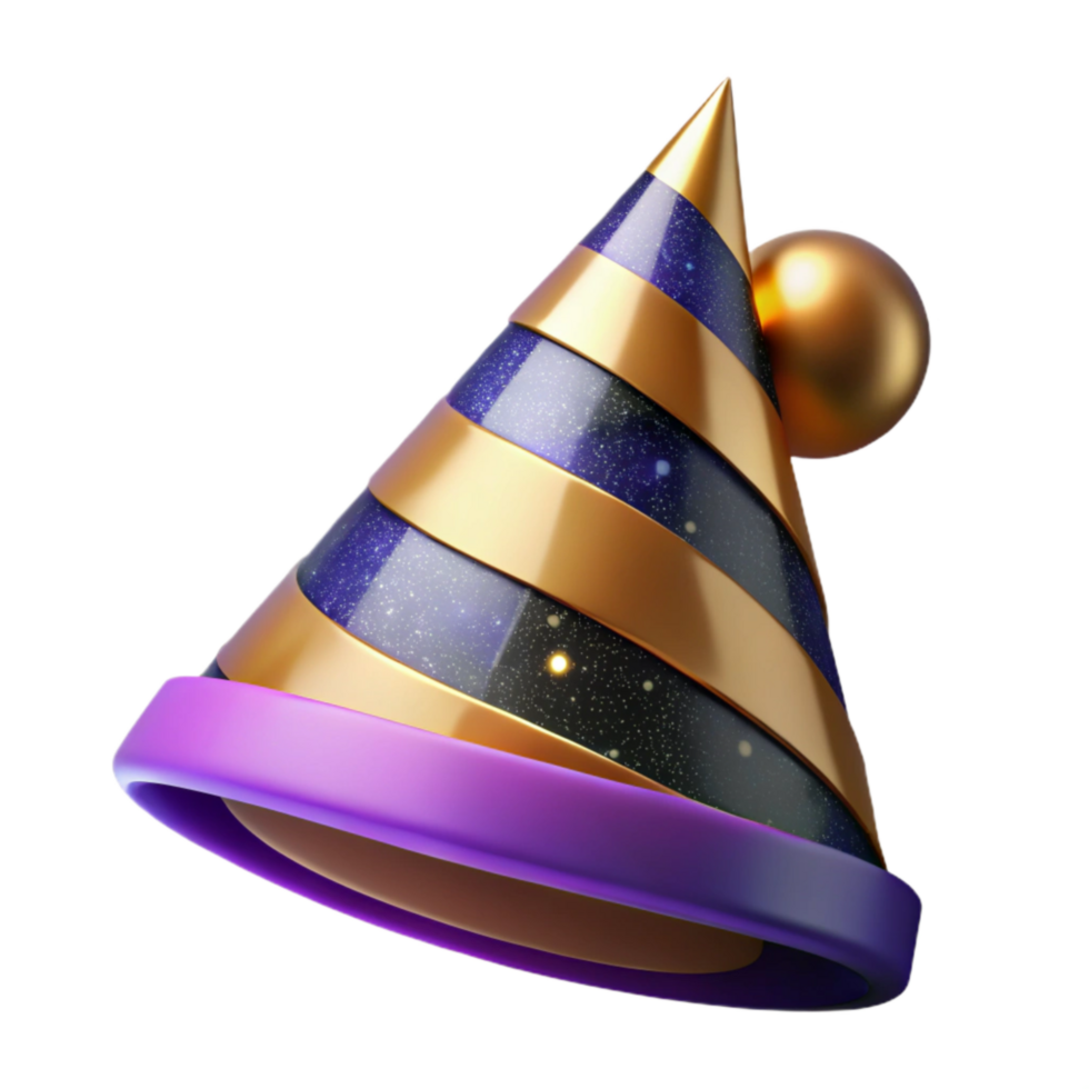 extraordinary rustic Party Hat Isolated with Colorful Stripes authentic png