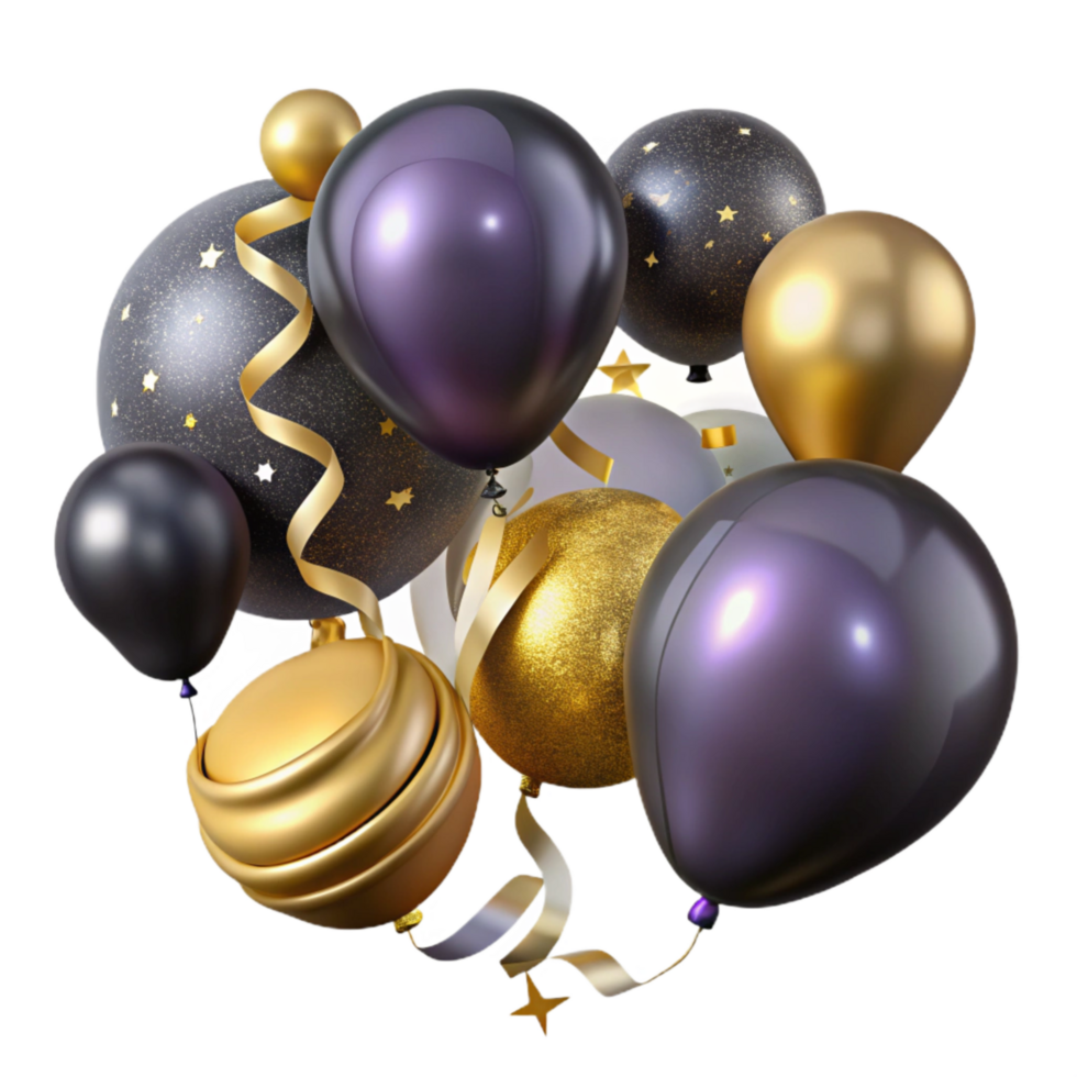 stunning artistic Party Decorations Streamers and Balloons Transparent Background professional png
