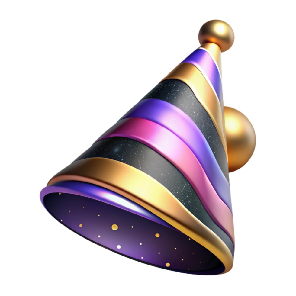 serene modern Party Hat Isolated with Colorful Stripes premium png
