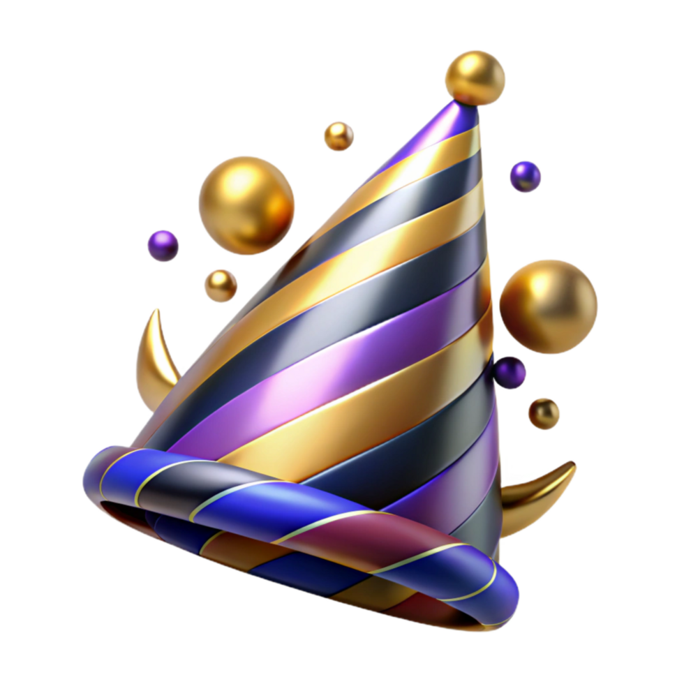 magnificent abstract Party Hat Isolated with Colorful Stripes genuine png