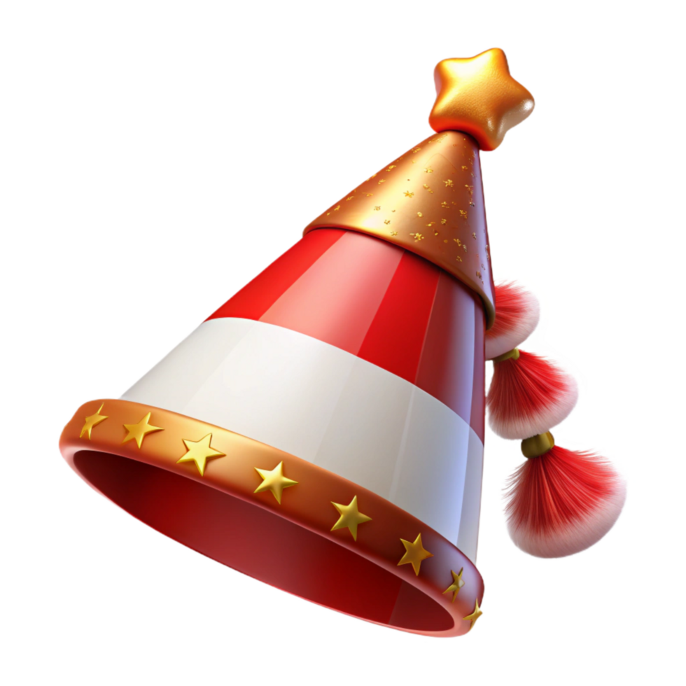 elegant creative Party Hat with Tassel Red and White Transparent Background high quality png