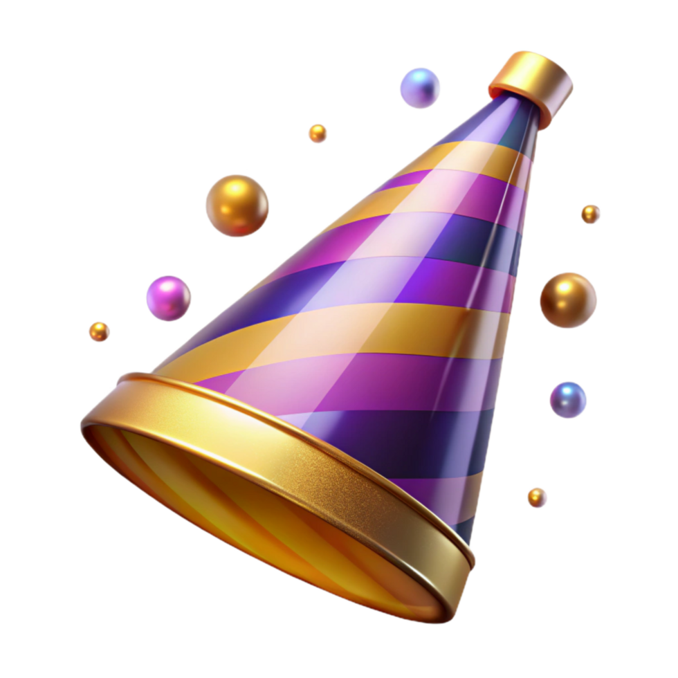 serene minimalist Party Hat with Colorful Stripes Transparent exclusive png