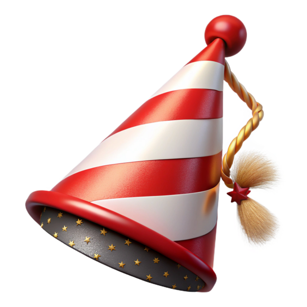 beautiful vintage Party Hat with Tassel Red and White Transparent Background high resolution png