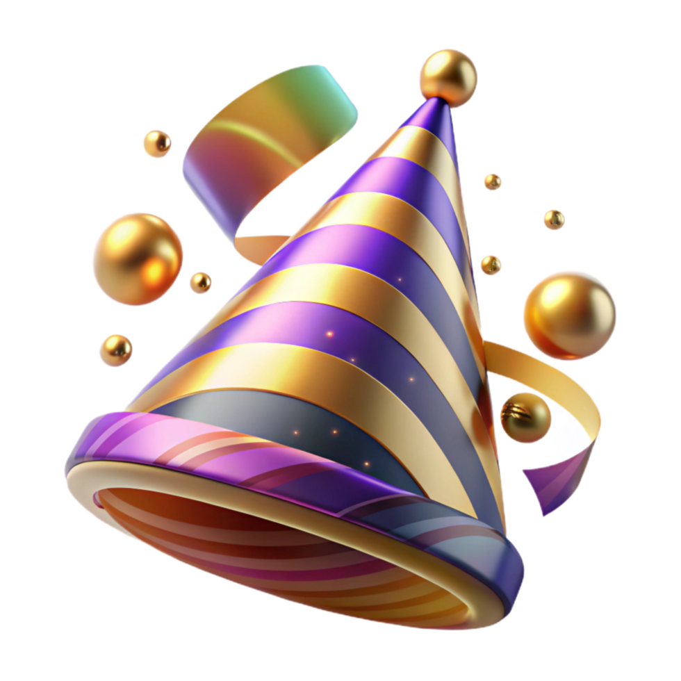 extraordinary minimalist Party Hat with Colorful Stripes Transparent detailed png