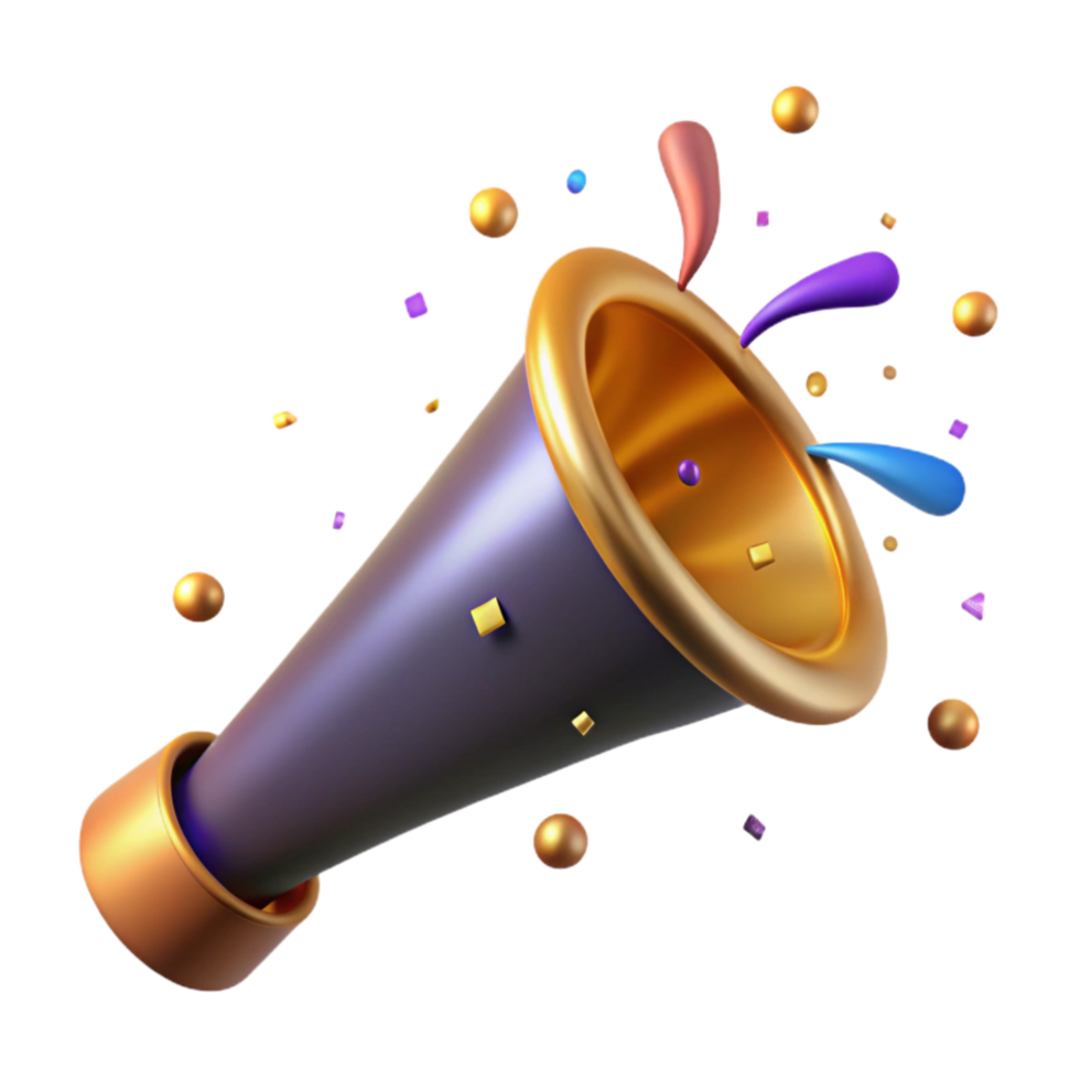 stunning traditional Party Horn with Confetti Burst Transparent Background genuine png