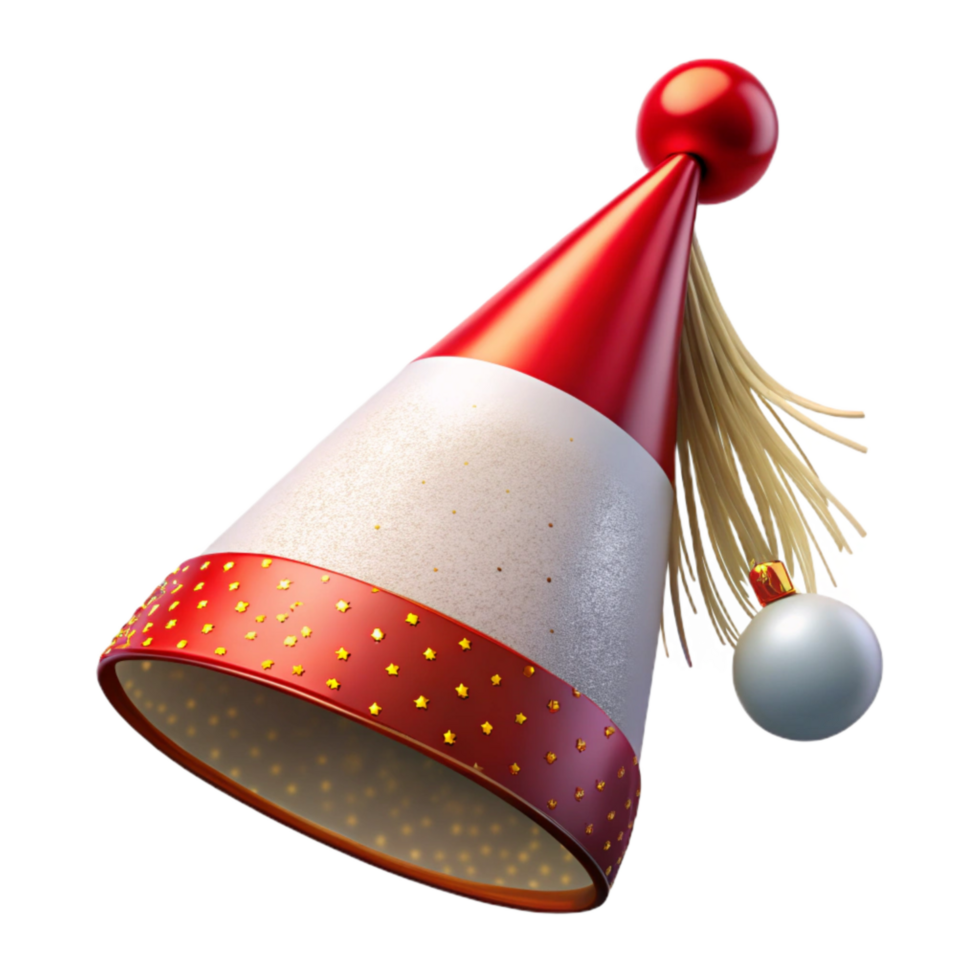 magnificent abstract Party Hat with Tassel Red and White Transparent Background authentic png