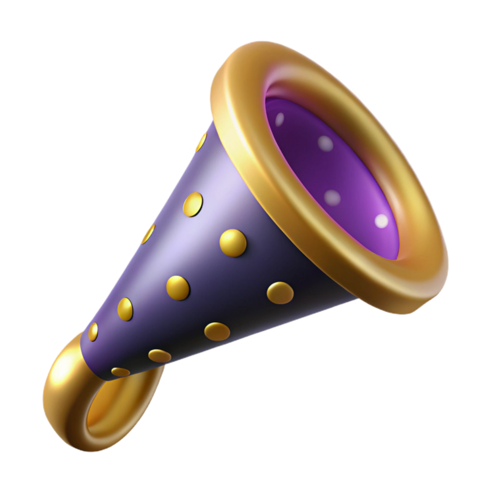serene abstract Party Horn with Polka Dots Cutout Transparent Background premium png