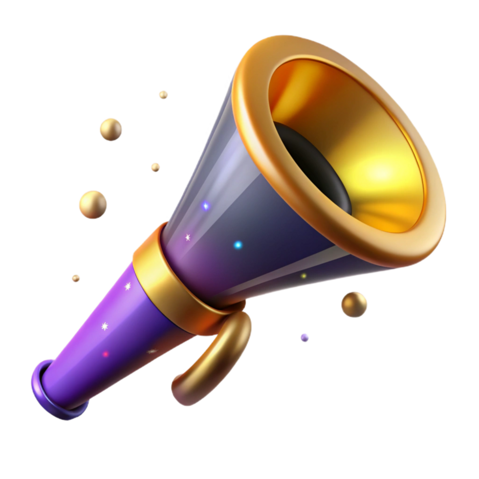 impressive contemporary Party Horn with Noisemaker Isolated on Transparent Background high quality png