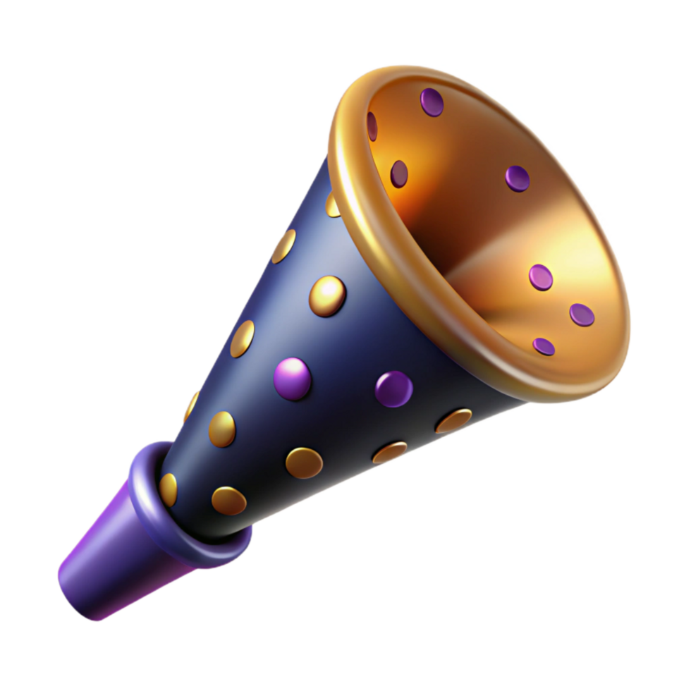 impressive creative Party Horn with Polka Dots Cutout Transparent Background genuine png