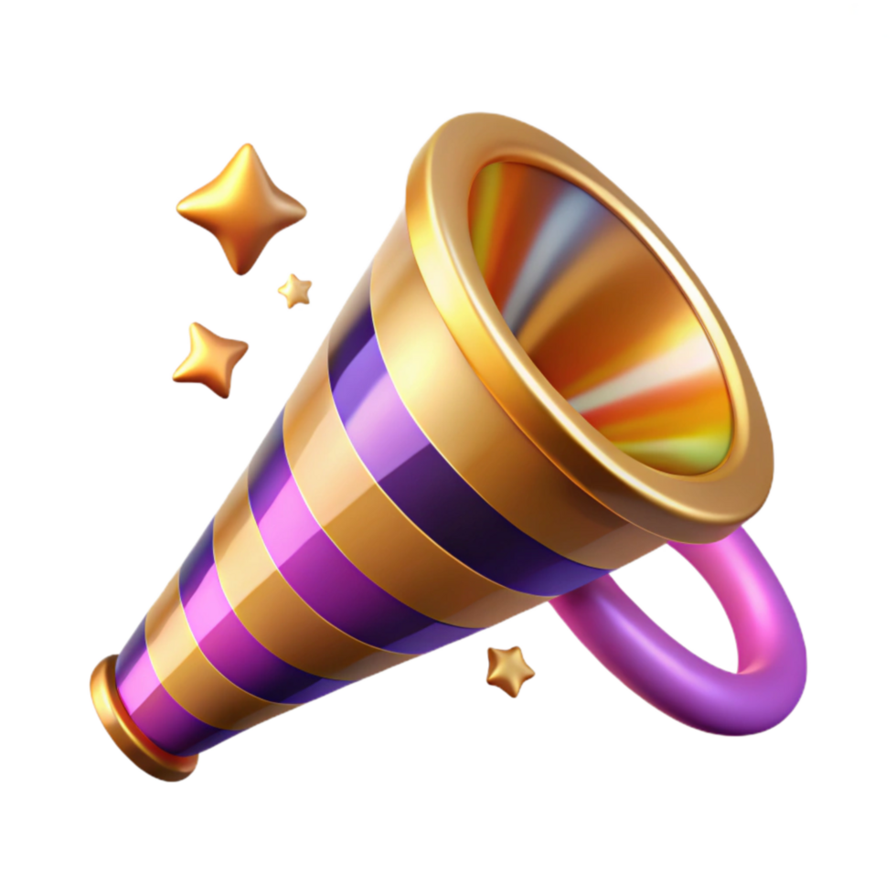 stunning classic Party Noisemaker with Colorful Stripes Cutout Transparent Background premium png