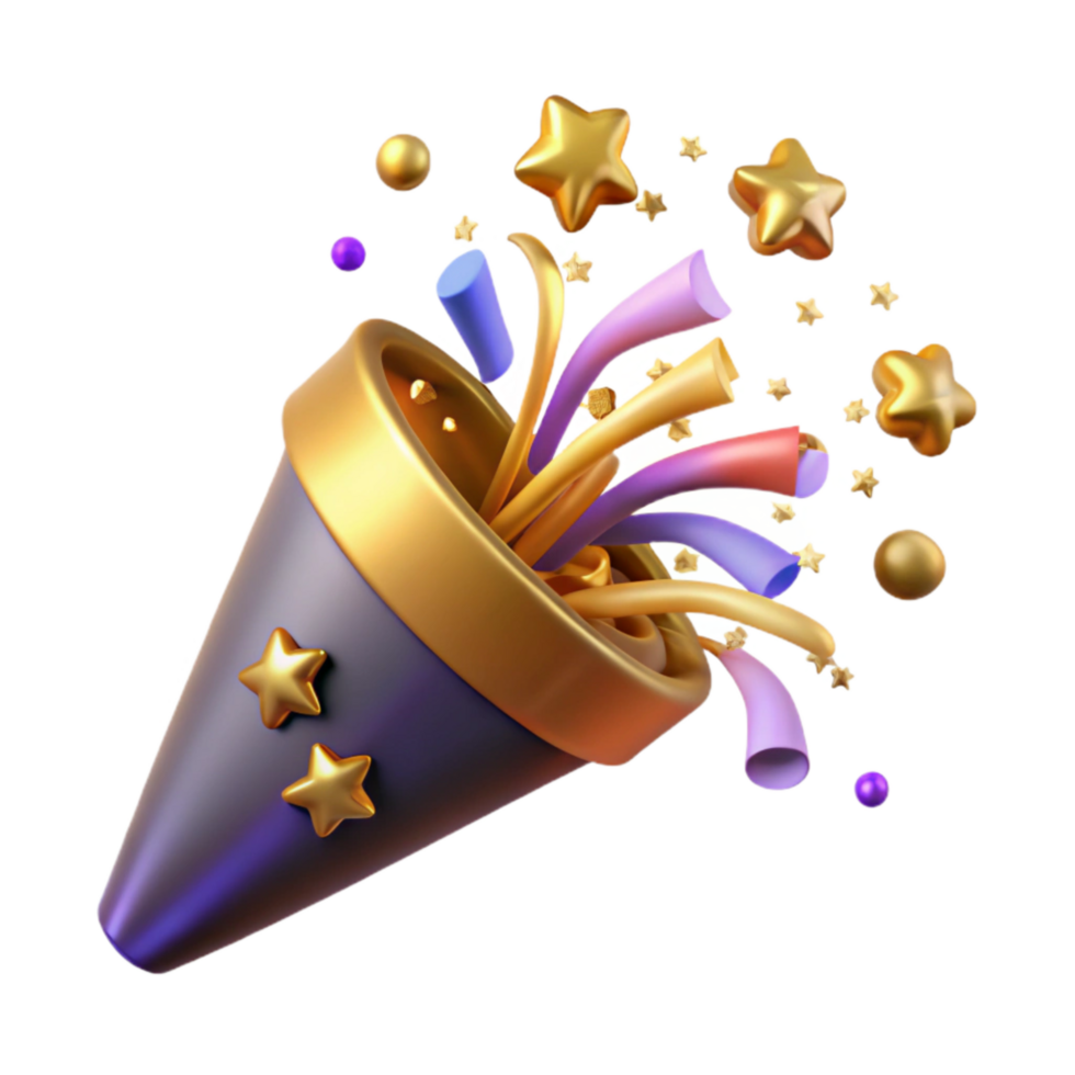 wonderful abstract Party Popper with Confetti Burst Isolated Element original png