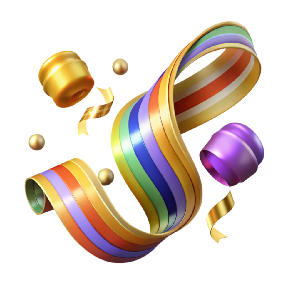 stunning artistic Party Streamers with Colorful Stripes Transparent Element professional png