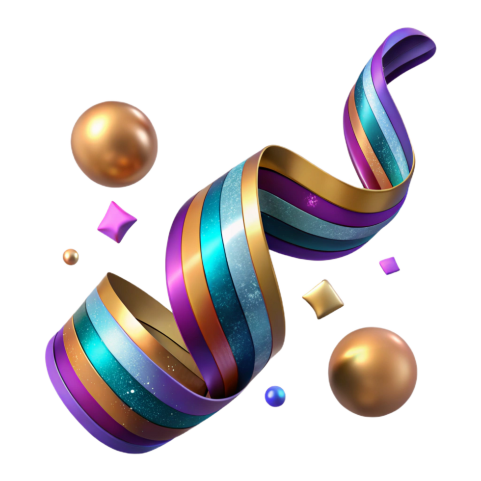 impressive abstract Party Streamers with Colorful Stripes Transparent Element exclusive png