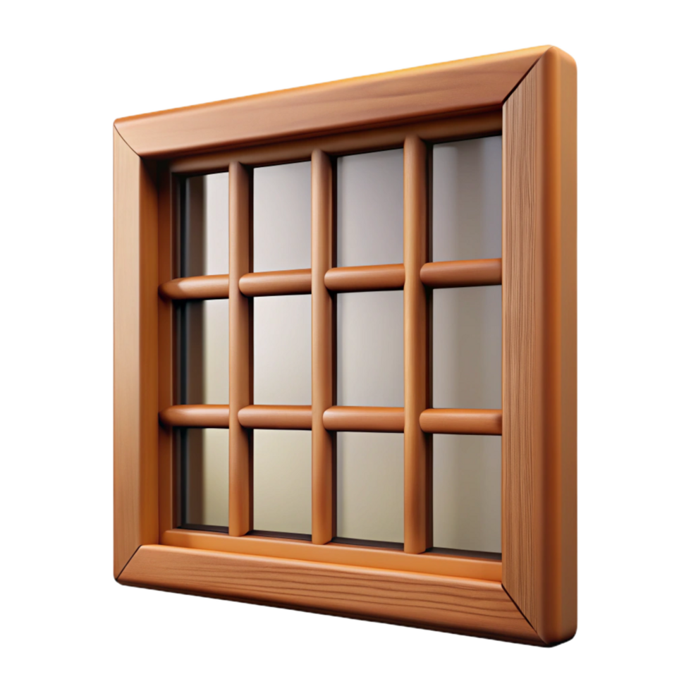 serene classic Wooden window frame, authentic png