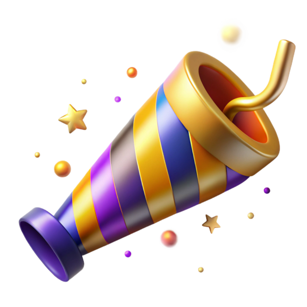 wonderful traditional Party Whistle with Colorful Stripes Cutout Transparent Background professional png