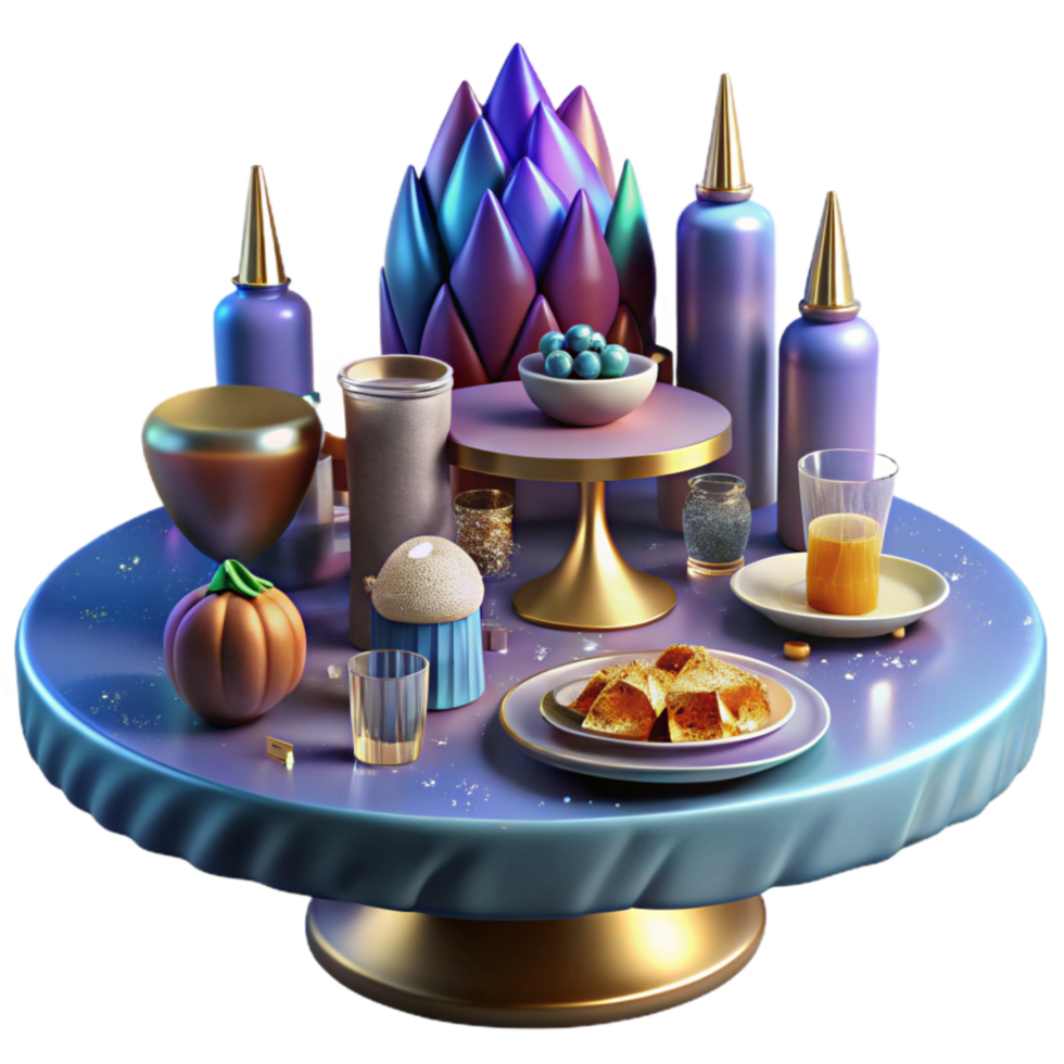 magnificent artistic Party Table with Food and Drinks Transparent Background exclusive png