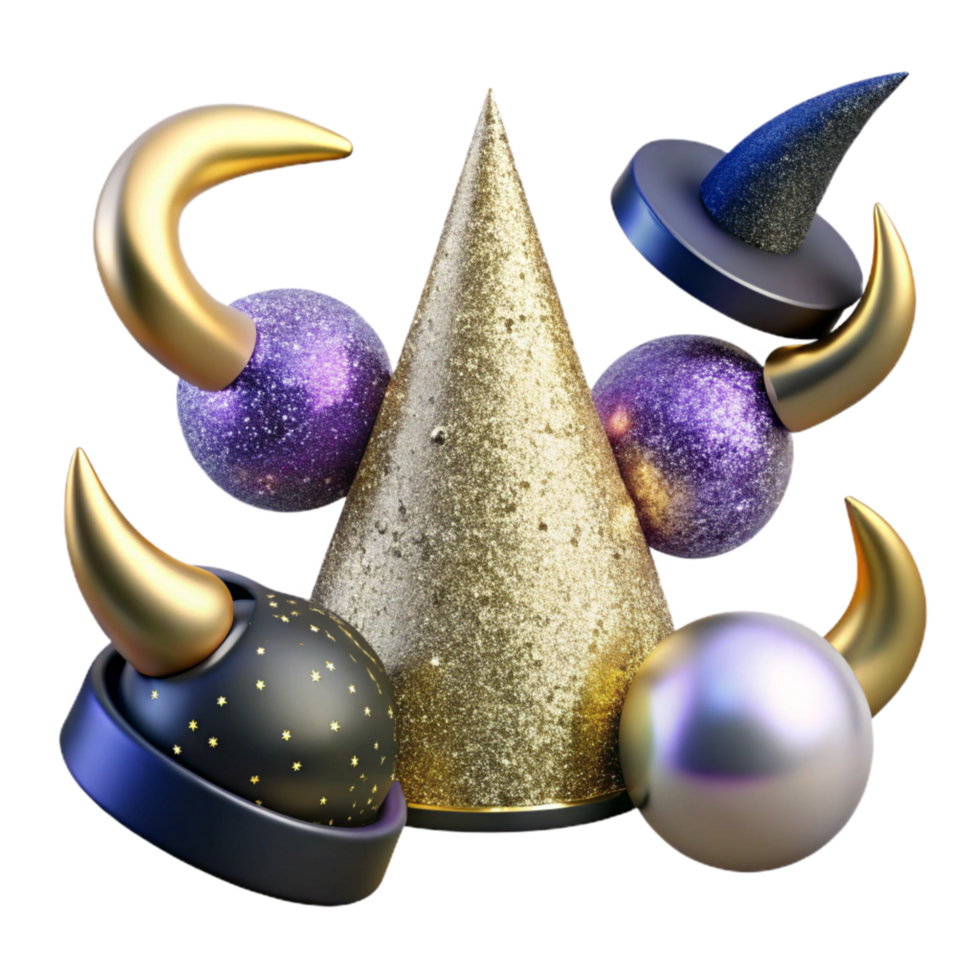 vibrant classic Party Supplies Horns and Hats Transparent Background high quality png
