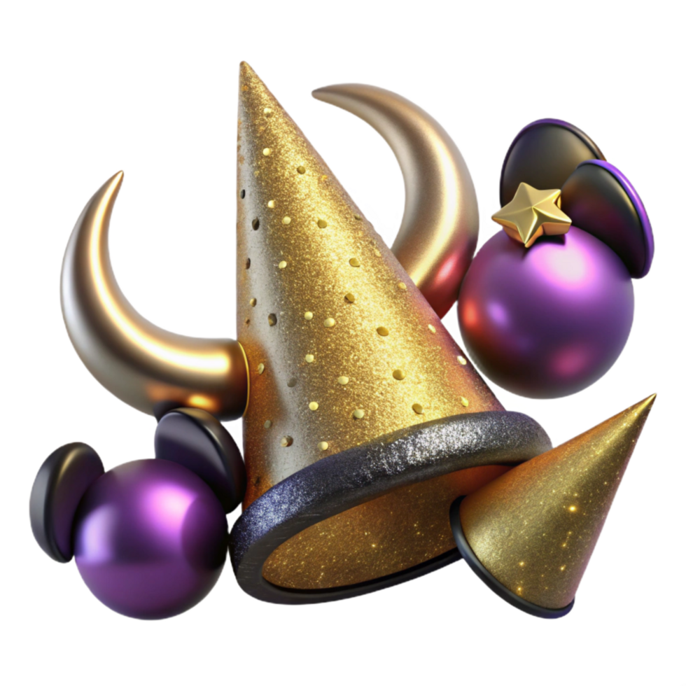 elegant vintage Party Supplies Horns and Hats Transparent Background genuine png