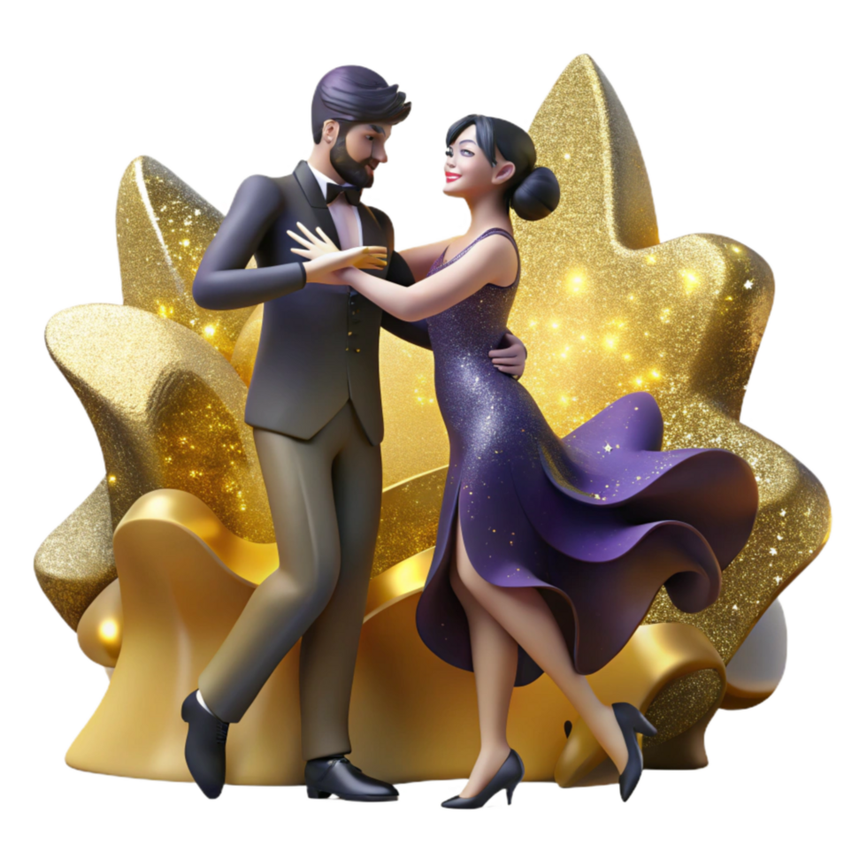 impressive minimalist Passionate Tango Dancers Cutout with Dramatic Shadows authentic png