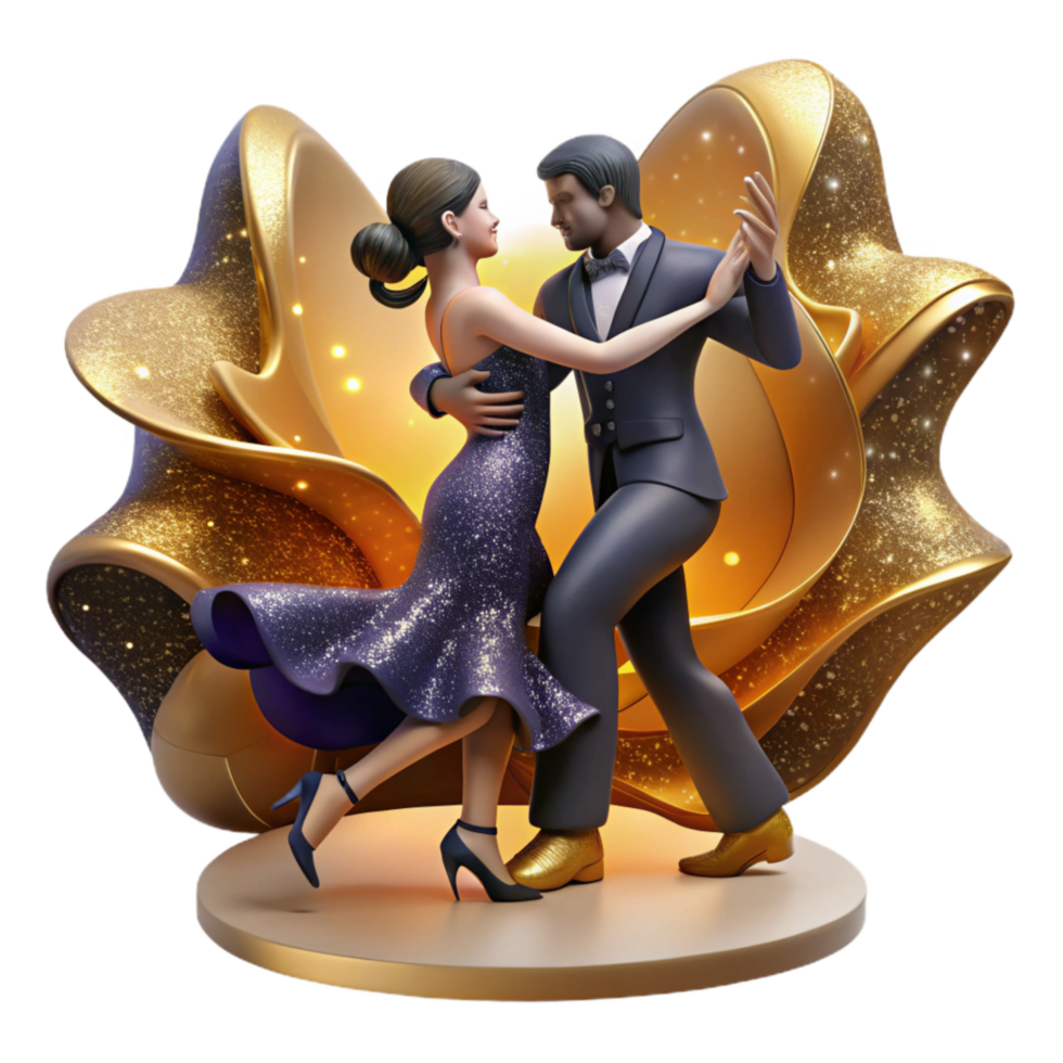 serene artistic Passionate Tango Dancers Cutout with Dramatic Shadows genuine png