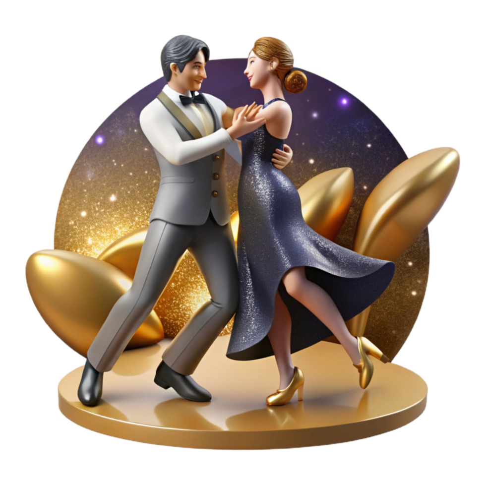 serene creative Passionate Tango Dancers Cutout with Dramatic Shadows authentic png