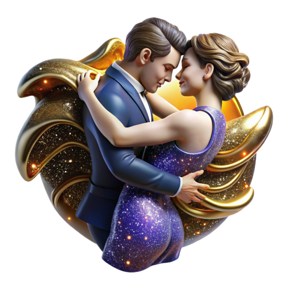 elegant rustic Passionate Tango Embrace Cutout with Intense Backlighting premium png
