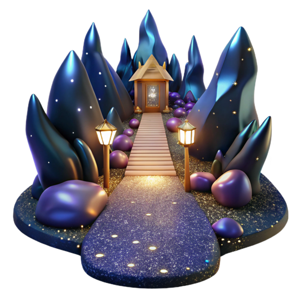 dramatic rustic Path Leading to a Waterfall Transparent Element exclusive png