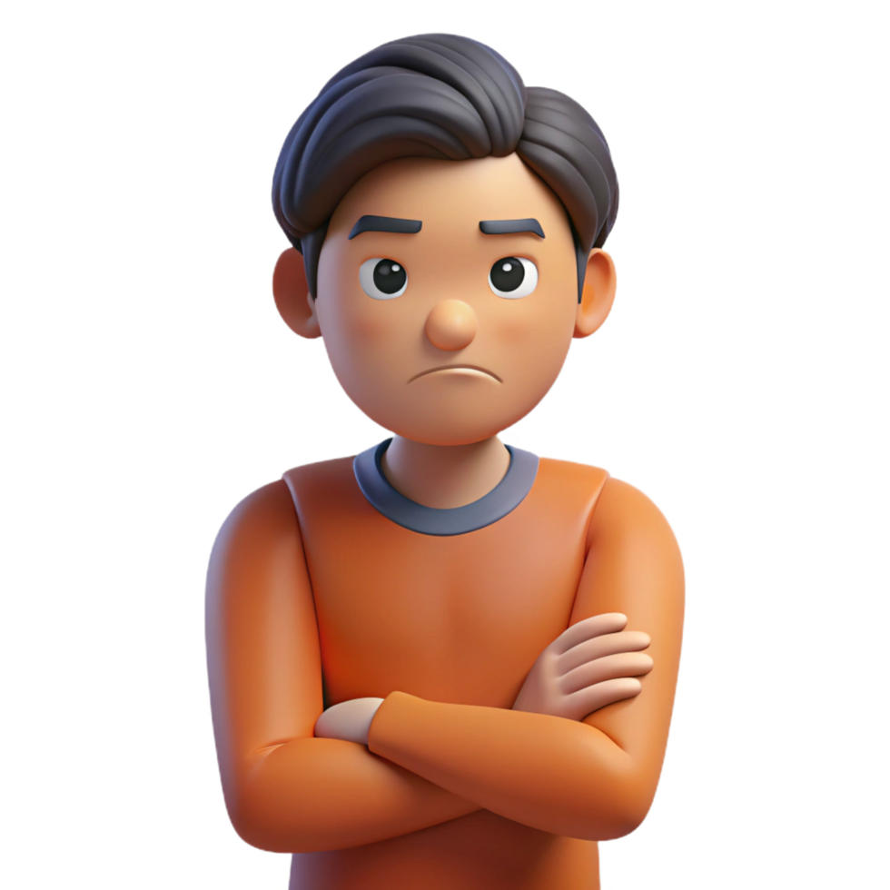 extraordinary abstract Frowning young man with arms crossed professional png