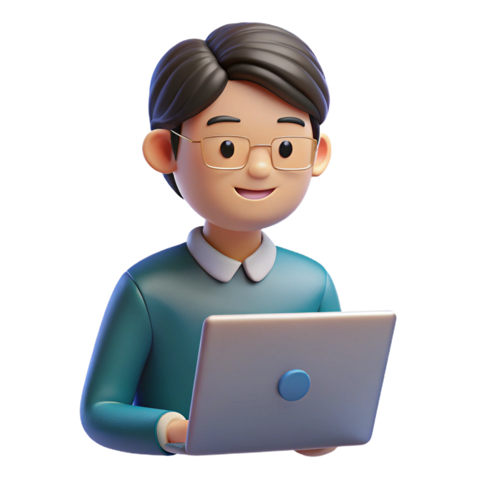 beautiful minimalist Determined student working on a laptop authentic png